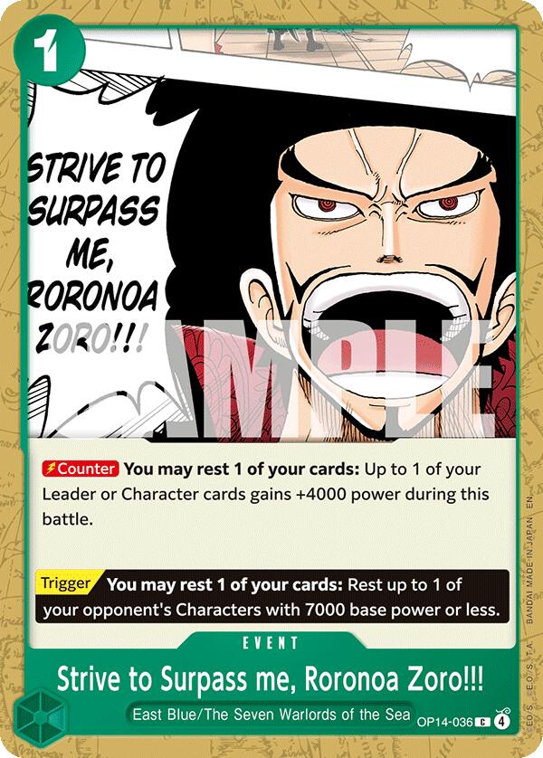 Strive to Surpass me, Roronoa Zoro!!! - OP14-036